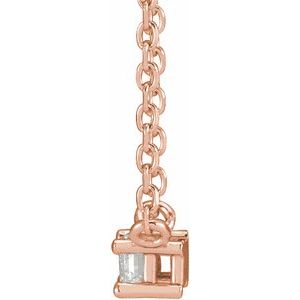 14K Rose Gold 1/8 CT Natural Diamond Solitaire 18" Necklace