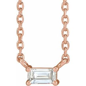 14K Rose Gold .07 CT Natural Diamond Solitaire 18" Necklace
