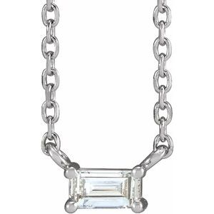 Platinum .07 CT Natural Diamond Solitaire 18" Necklace