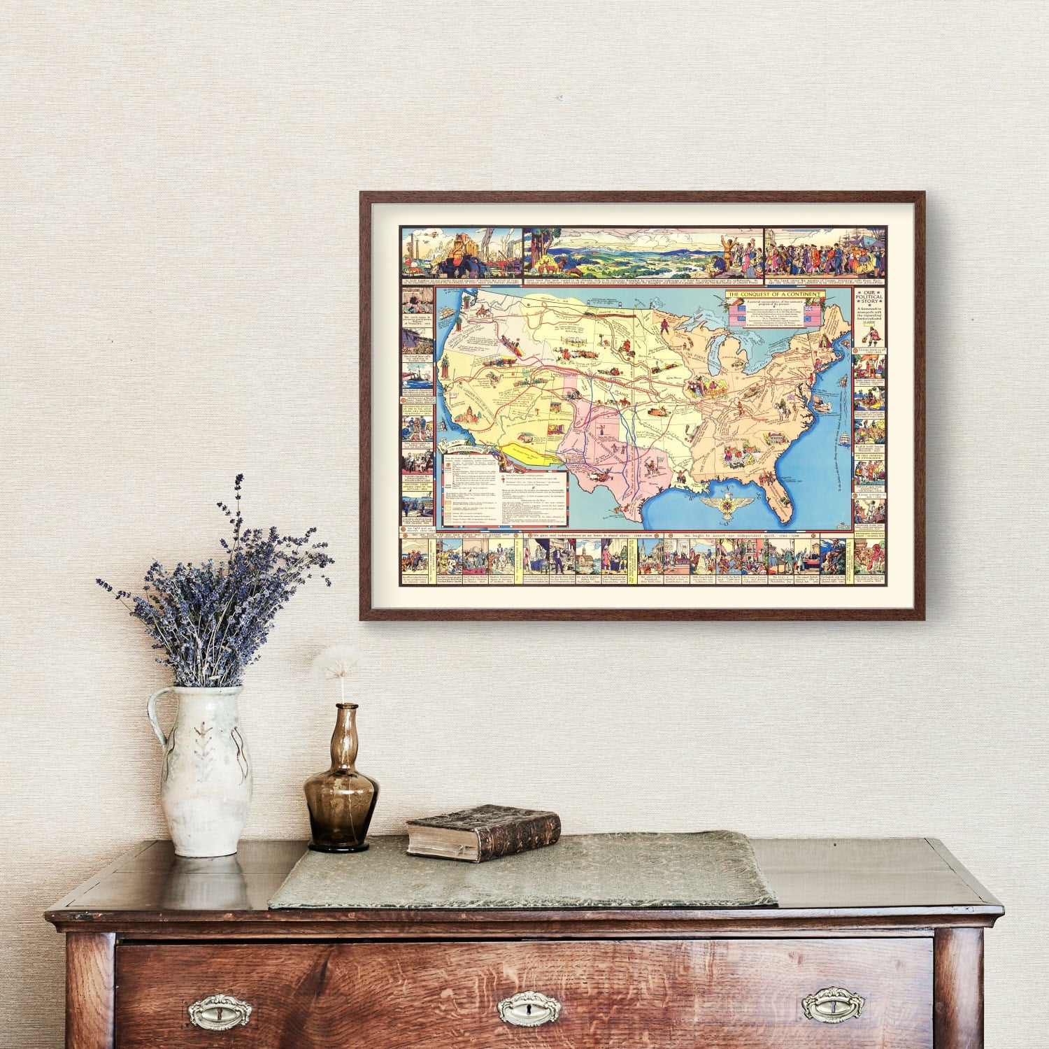 Vintage Map of America's Conquest, 1933
