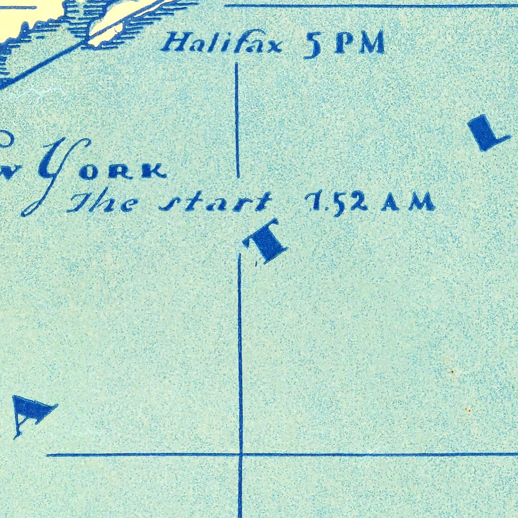 Vintage Map of Flight of Charles Lindbergh, 1927