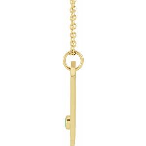 14K Yellow Gold Natural Green Chrysoprase & .01 CTW Natural Diamond Libra Constellation 16-18" Necklace