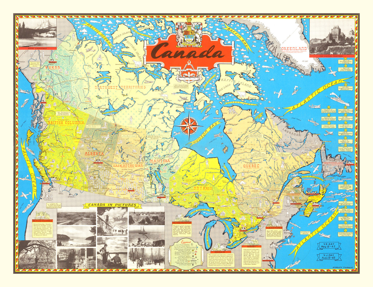 Vintage Map of Canada 1945