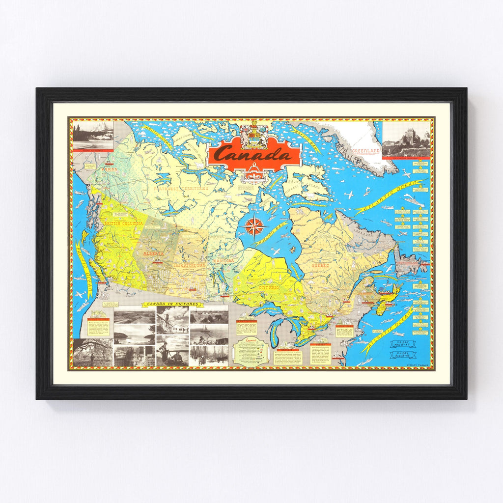 Vintage Map of Canada 1945