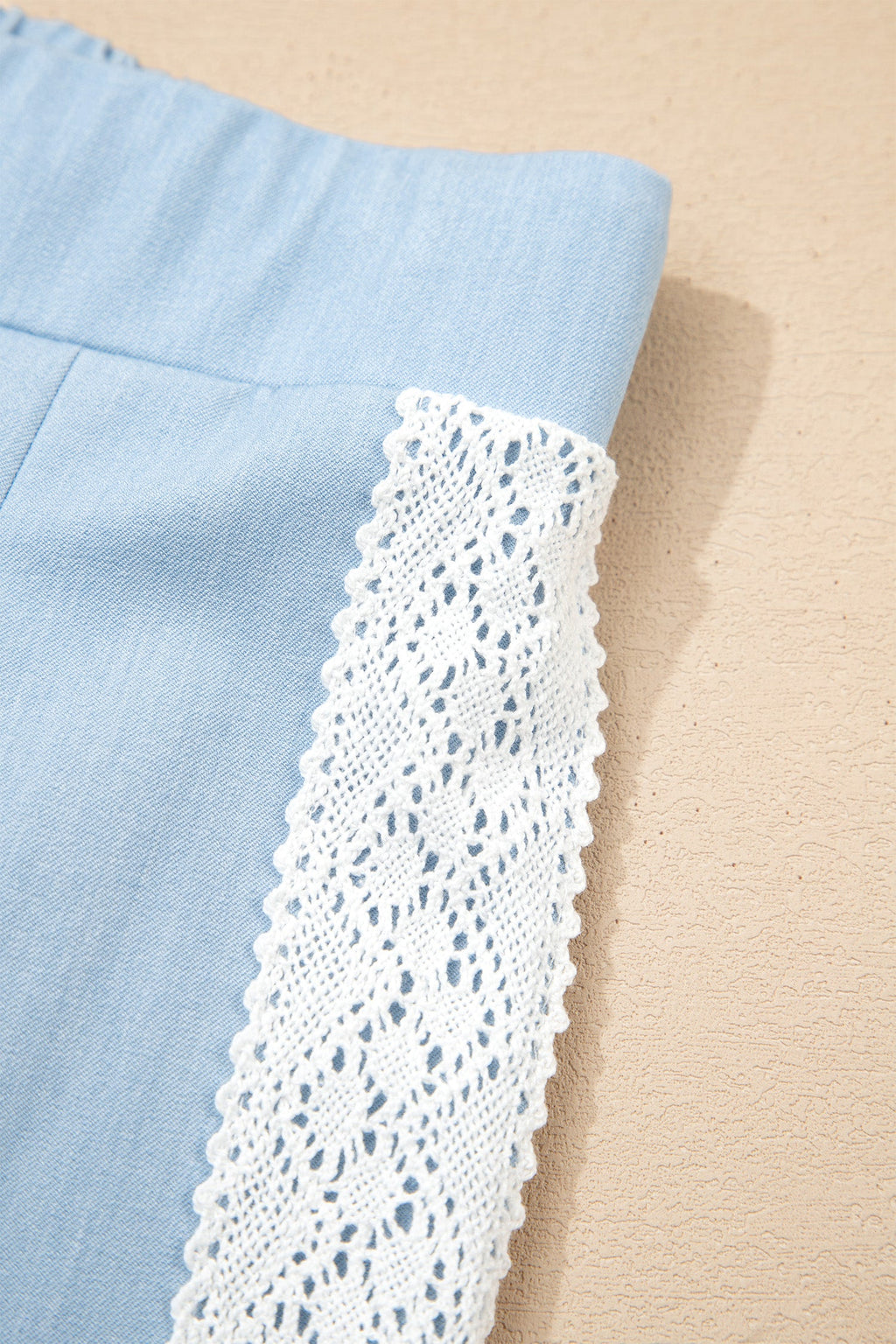 Floral Lace Patch Pocket Pleated Wide Leg Pants