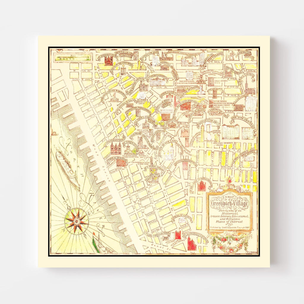 Vintage Map of Greenwich Village, New York 1934