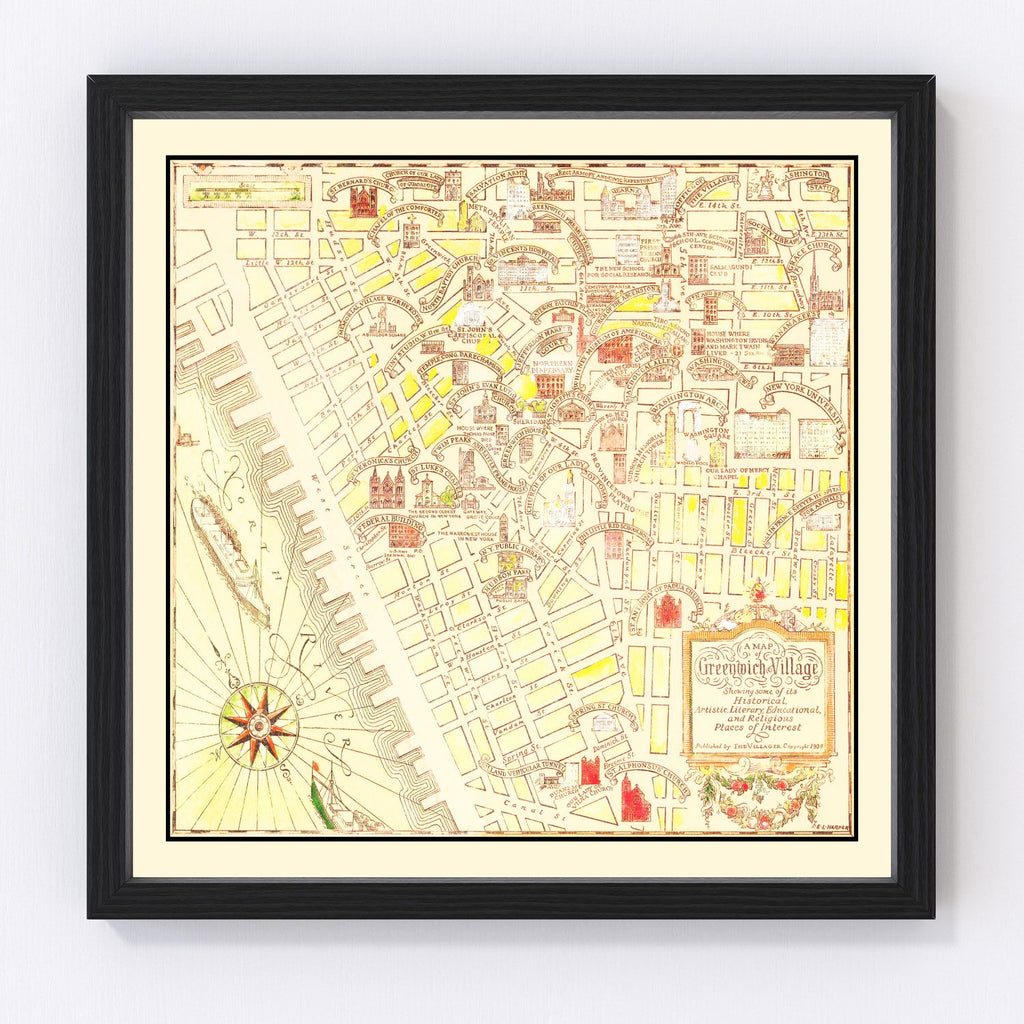 Vintage Map of Greenwich Village, New York 1934