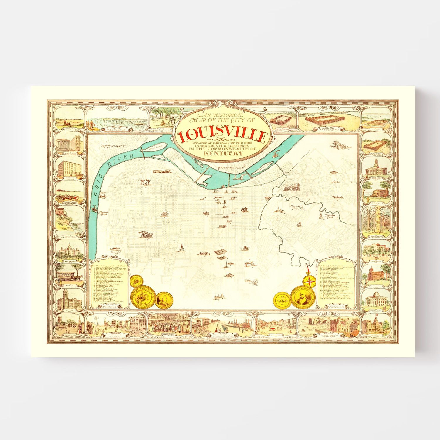 Vintage Map of Louisville, Kentucky 1934