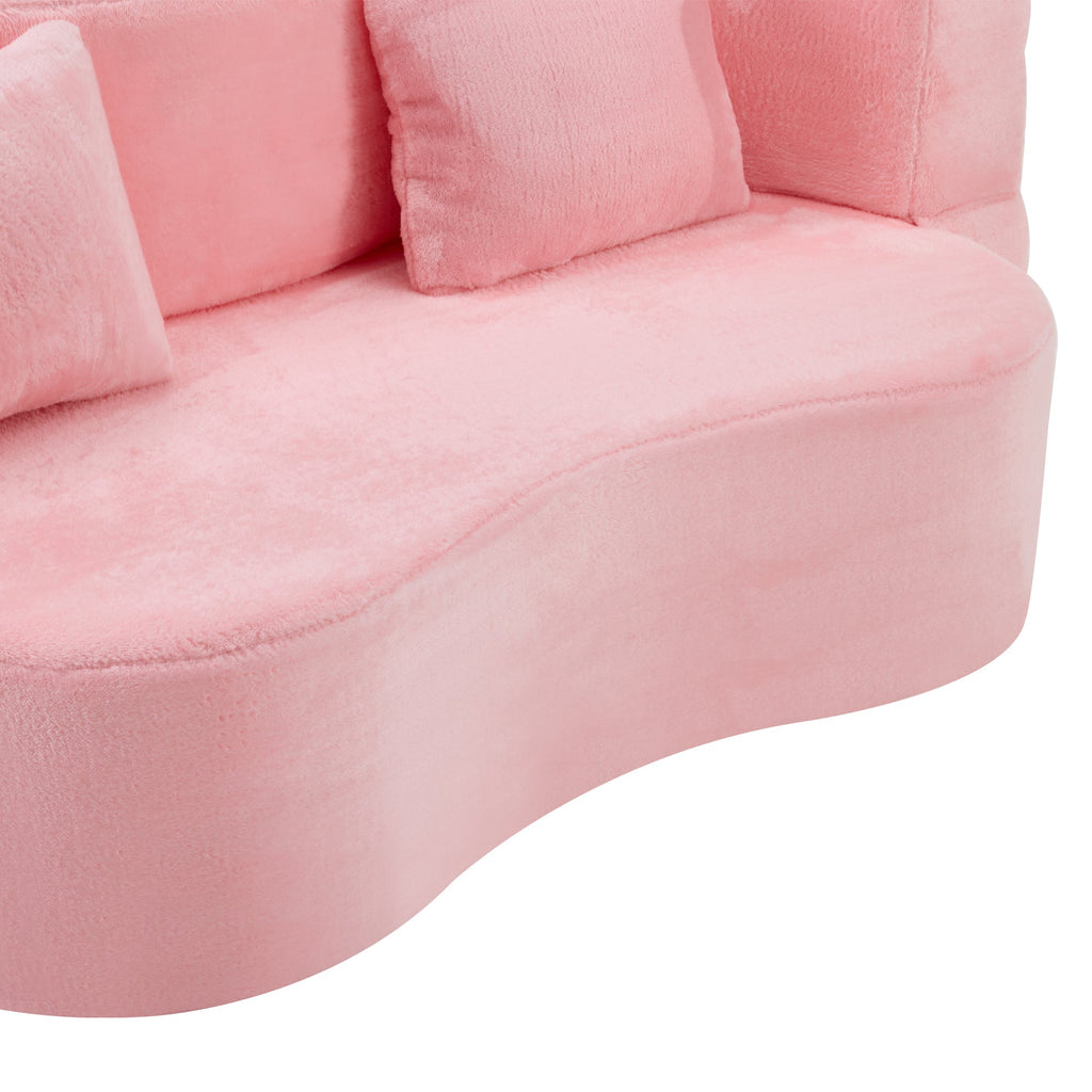 71-inch folding sofa bed, chenille futon sofa bed, high-density foam convertible sofa bed, folding floor sofa bed for living room, guest room, bedroom, pink