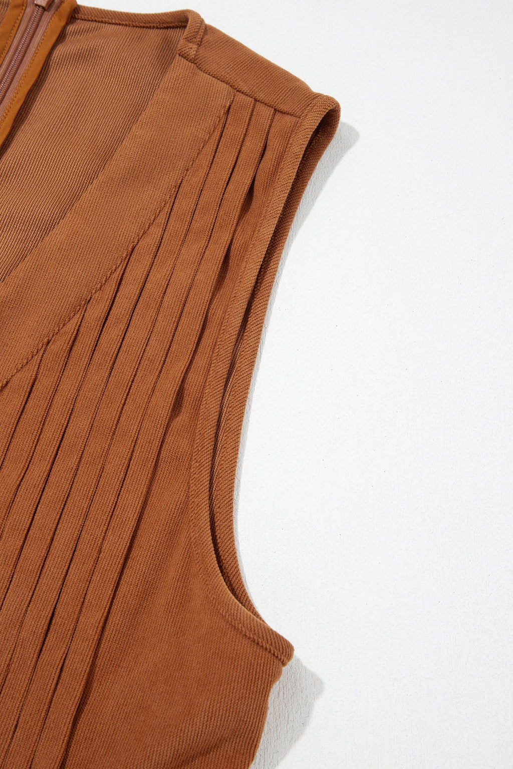 Solid Tie V-Neck Sleeveless Corduroy Romper