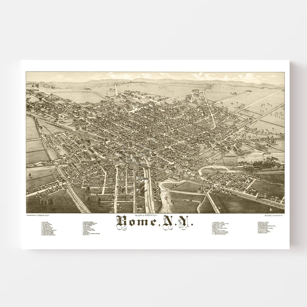 Vintage Map of Rome, New York 1886