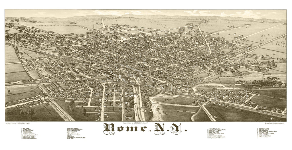 Vintage Map of Rome, New York 1886