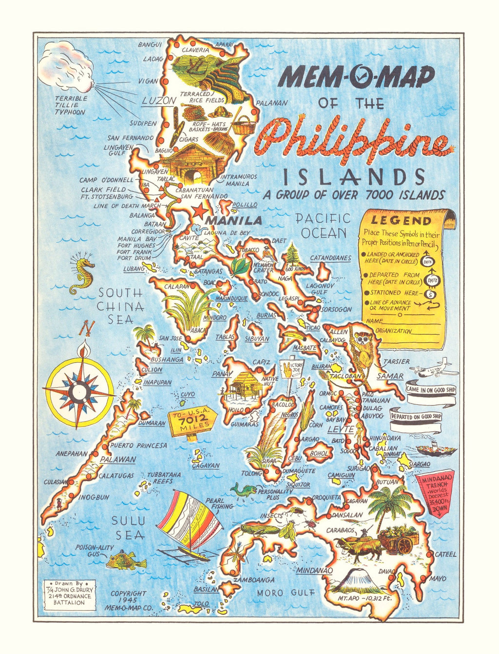 Vintage Map of Philippines 1945