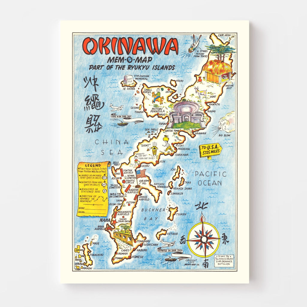 Vintage Map of Part of the Ryukyu Islands, 1945