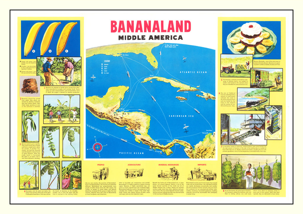 Vintage Map of Bananaland, 1958