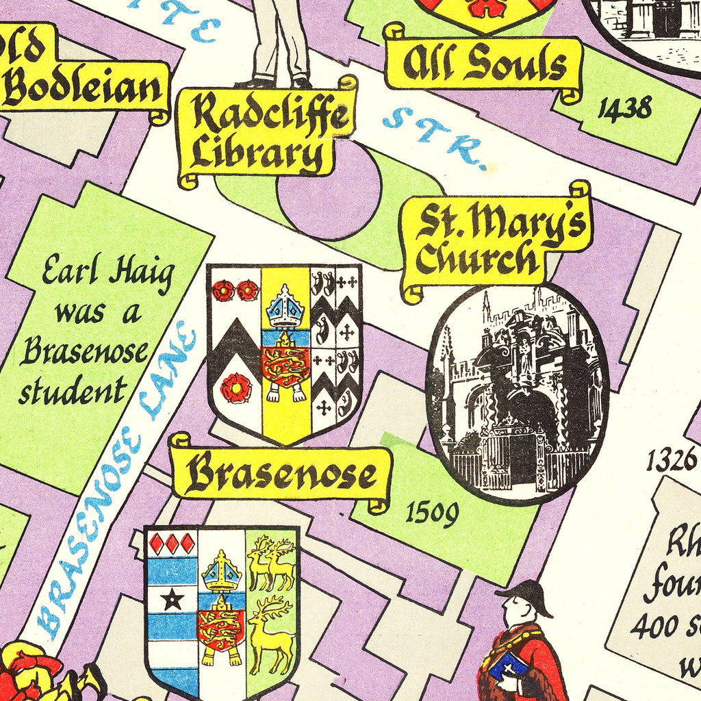 Vintage Map of Oxford, England 1949