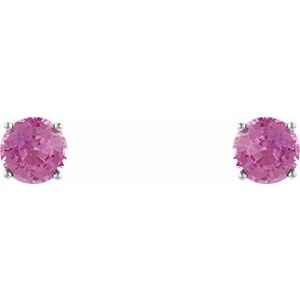 14K White Gold 5 mm Natural Pink Sapphire Earrings – image 2