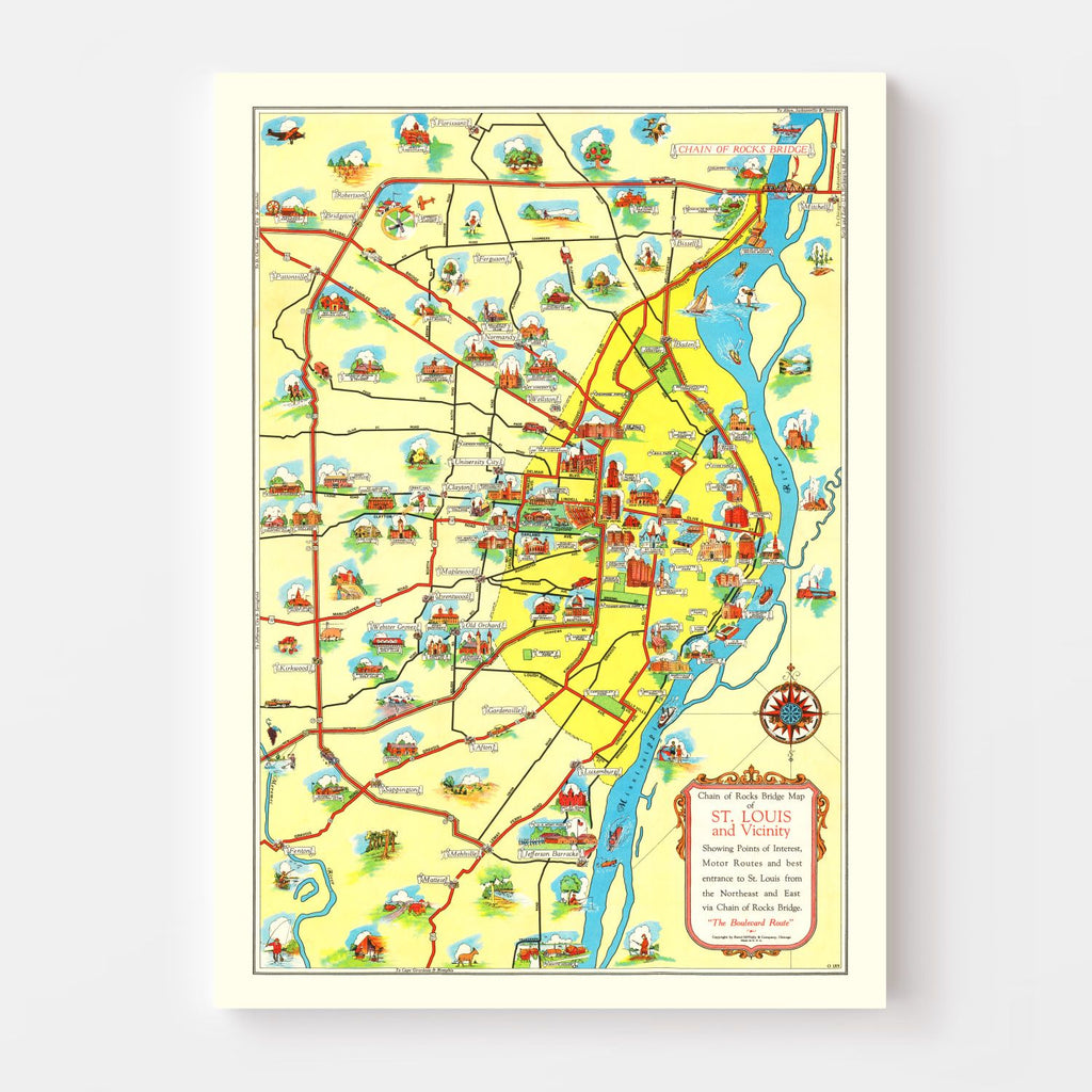 Vintage Map of St. Louis, Missouri 1940