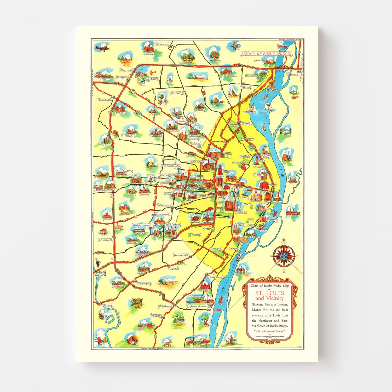 Vintage Map of St. Louis, Missouri 1940