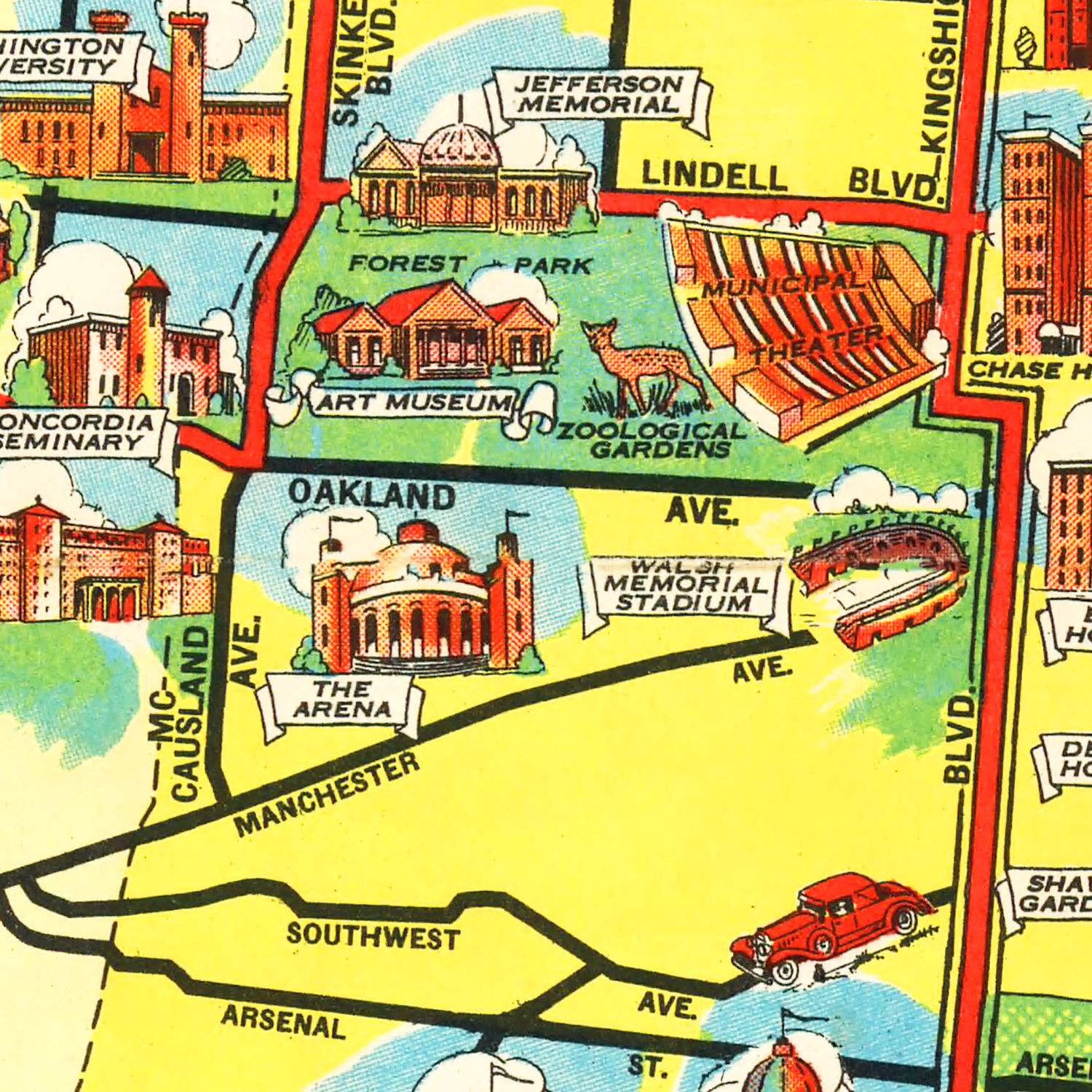 Vintage Map of St. Louis, Missouri 1940