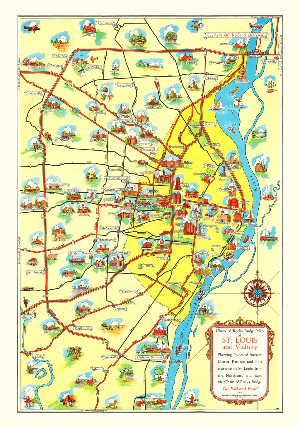 Vintage Map of St. Louis, Missouri 1940