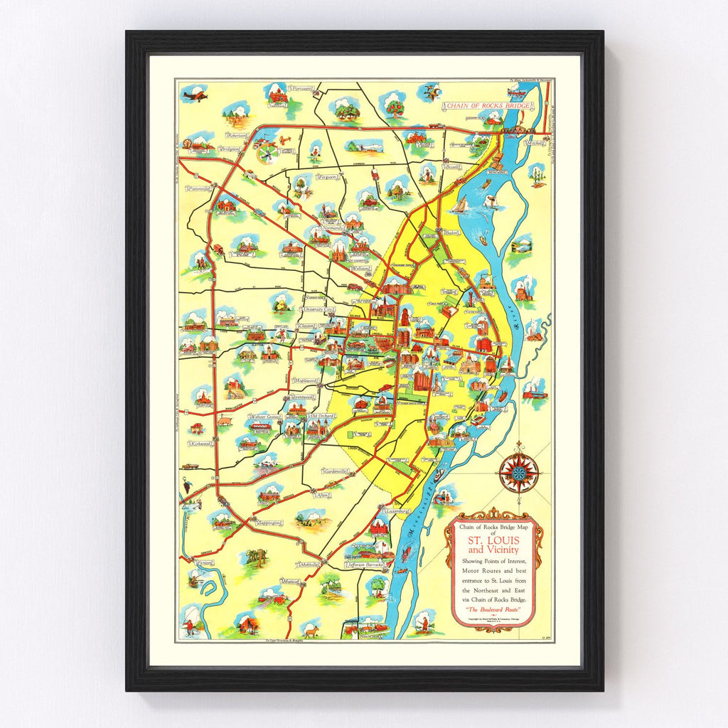 Vintage Map of St. Louis, Missouri 1940