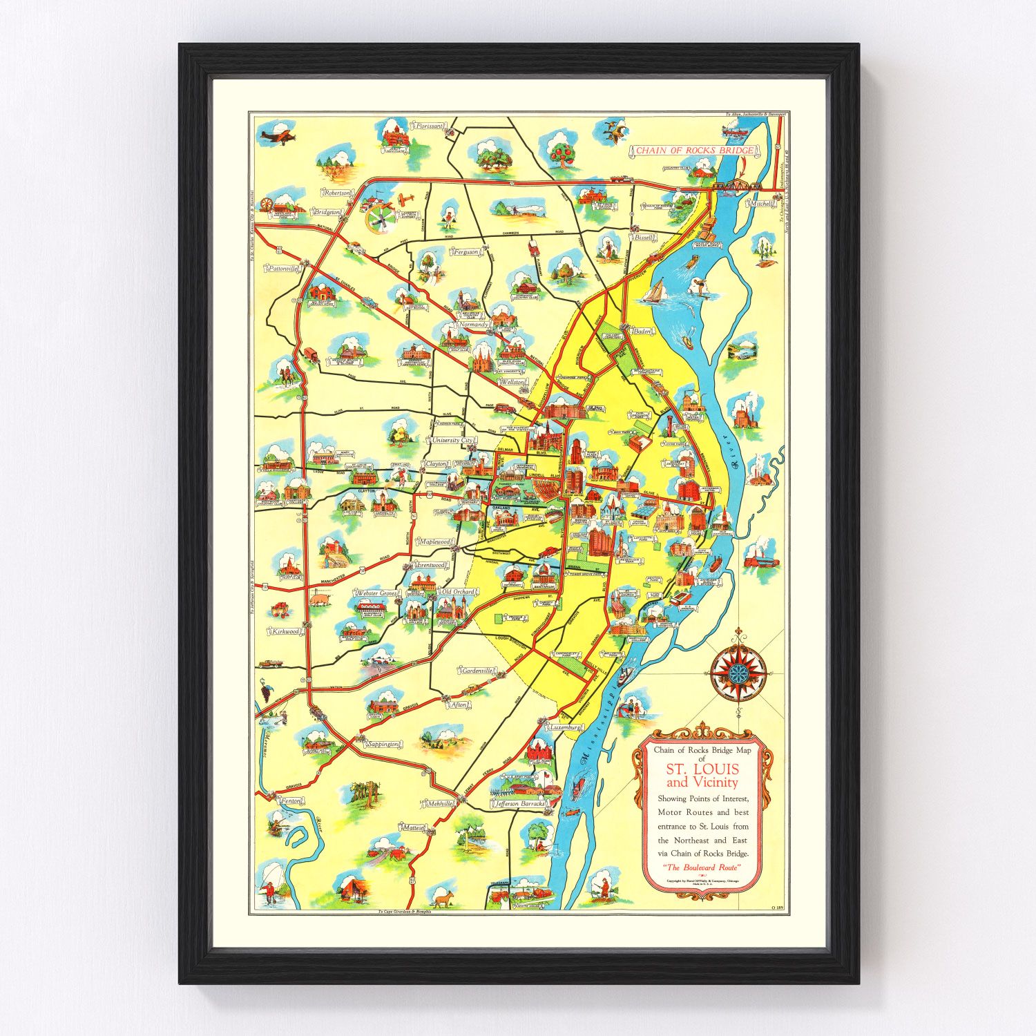 Vintage Map of St. Louis, Missouri 1940