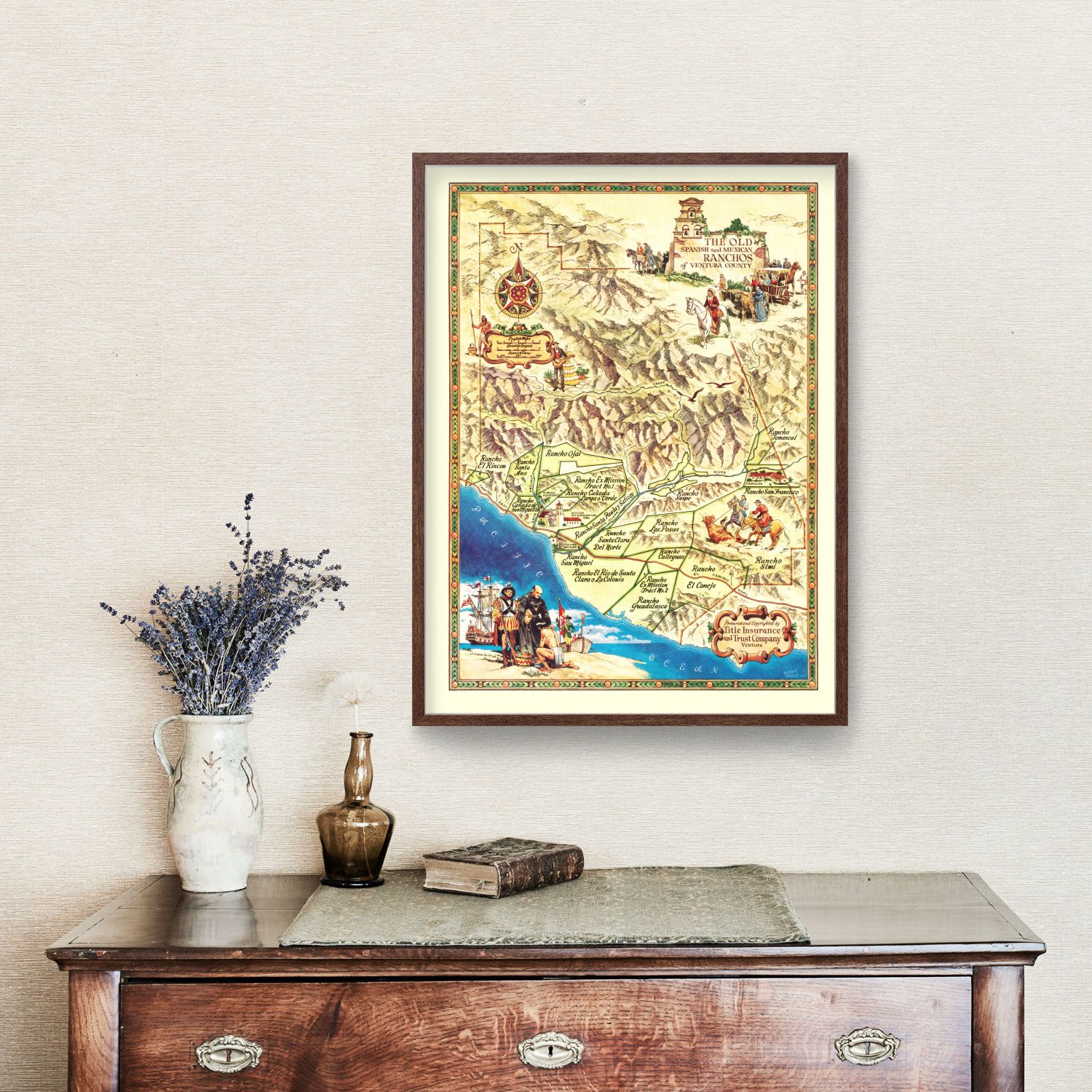 Vintage Map of Ventura County, Pennsylvania 1965