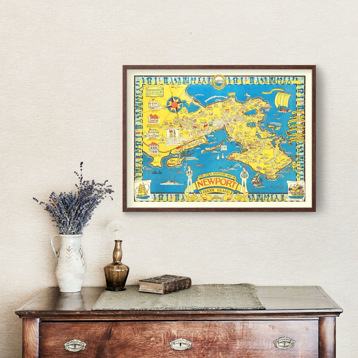 Vintage Map of Newport, Rhode Island 1945