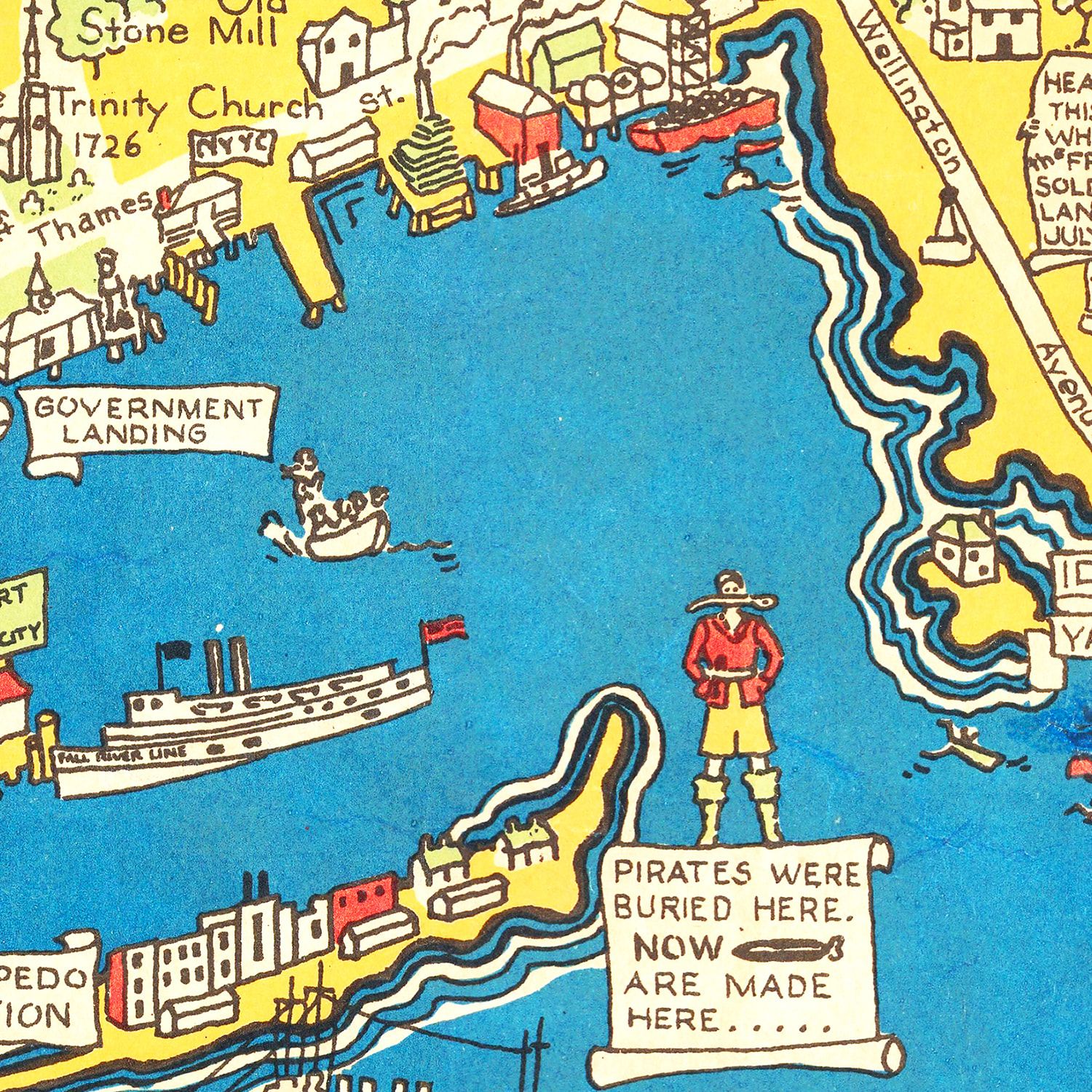 Vintage Map of Newport, Rhode Island 1945
