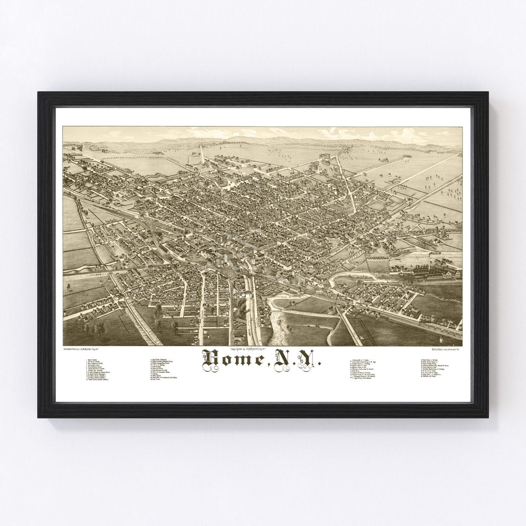 Vintage Map of Rome, New York 1886