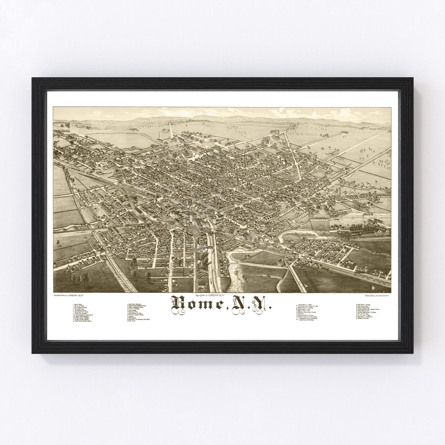 Vintage Map of Rome, New York 1886