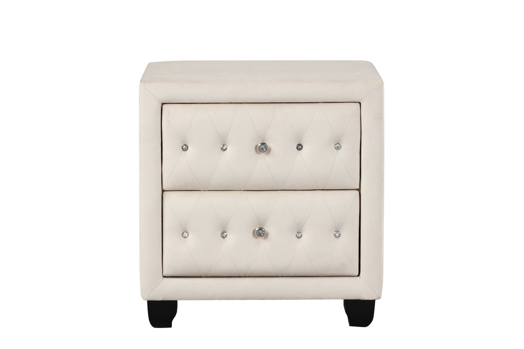 SOPHIA Crystal Tufted Full 5 Pc Bed Made with Wood in Cream (NJ INVENTORY)