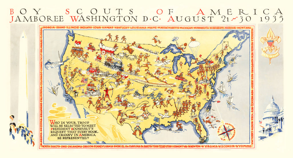 Vintage Boy Scouts Jamboree Map, 1935