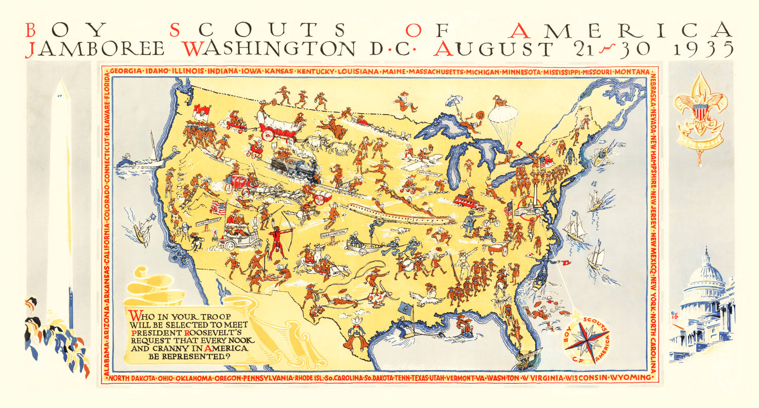 Vintage Boy Scouts Jamboree Map, 1935