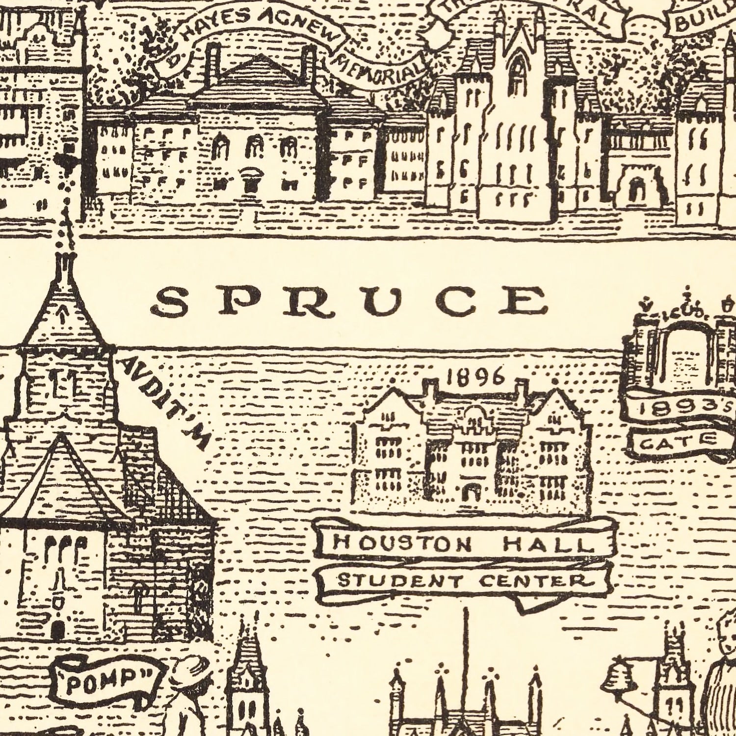Vintage Map of University of Pennsylvania, 1933