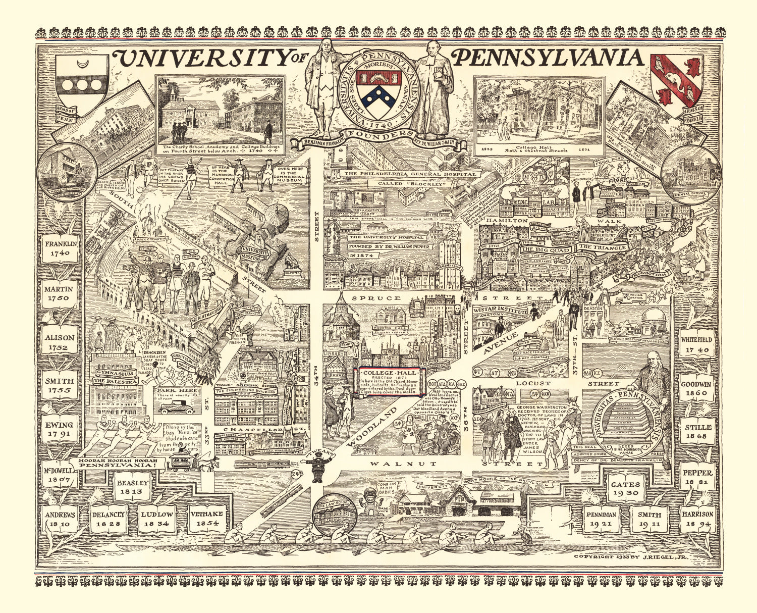Vintage Map of University of Pennsylvania, 1933