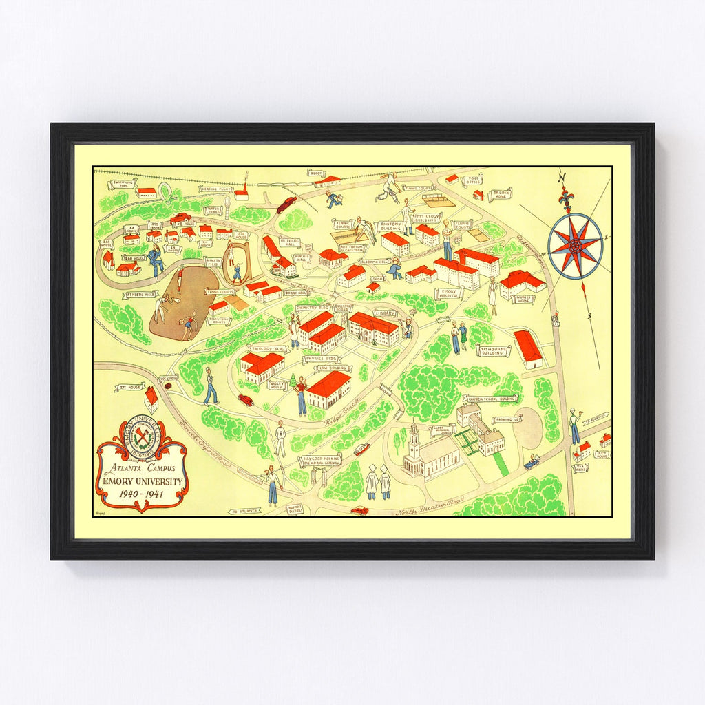 Vintage Map of Emory University Atlanta, 1940