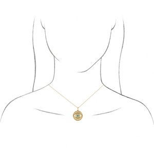 Platinum Natural Turquoise & 1/6 CTW Natural Diamond Evil Eye 16-18" Necklace