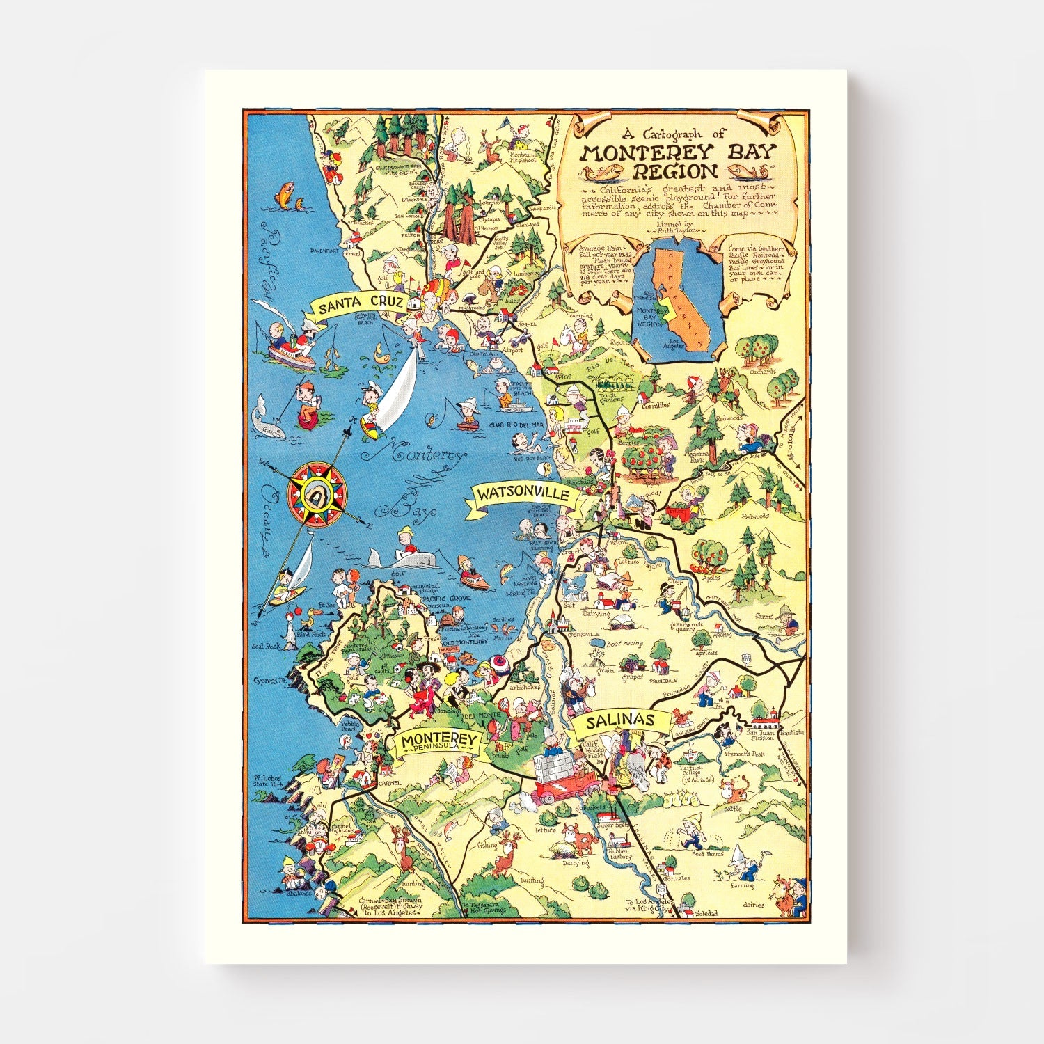 Vintage Map of Monterey Bay, 1932