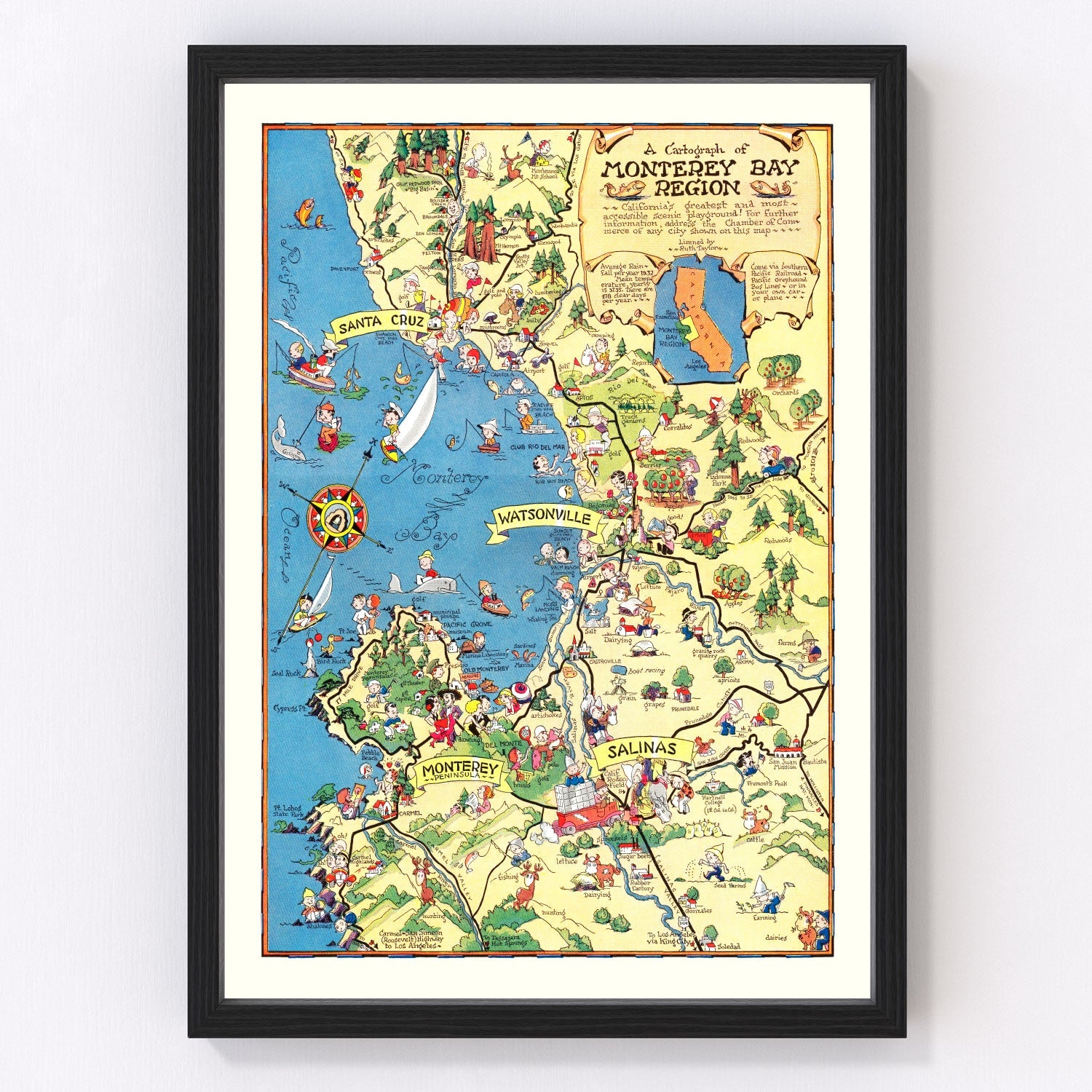 Vintage Map of Monterey Bay, 1932