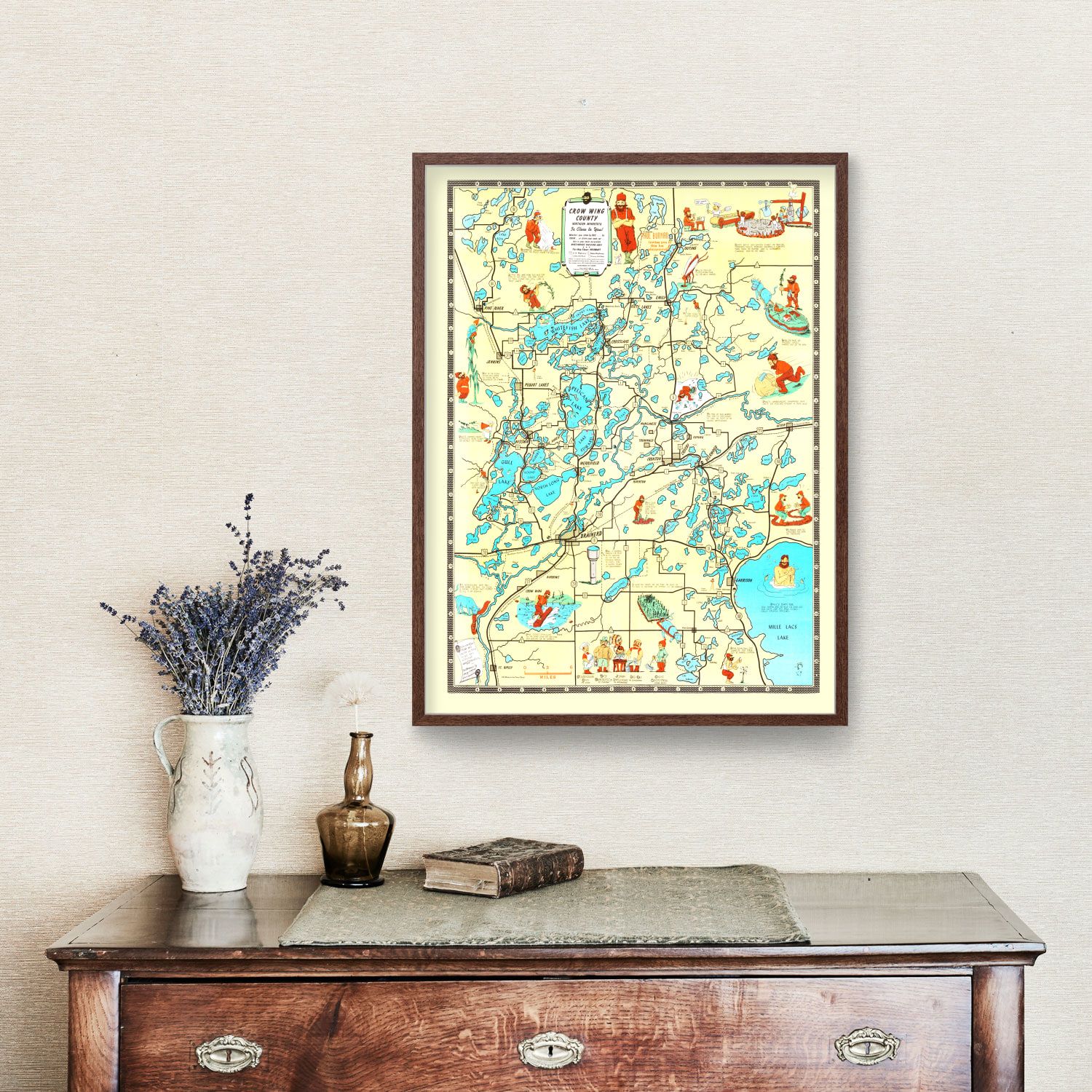 Vintage Map of Crow Wing County, Minnesota 1946