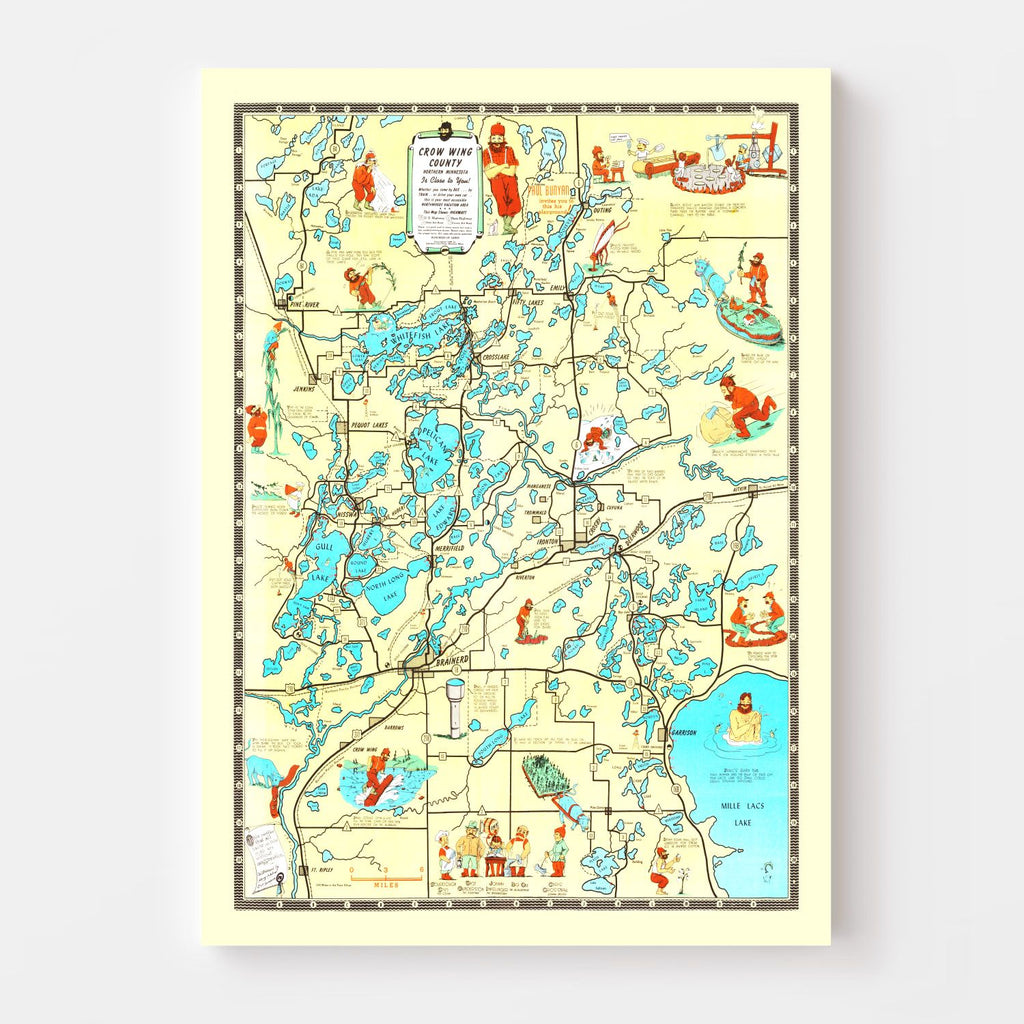 Vintage Map of Crow Wing County, Minnesota 1946