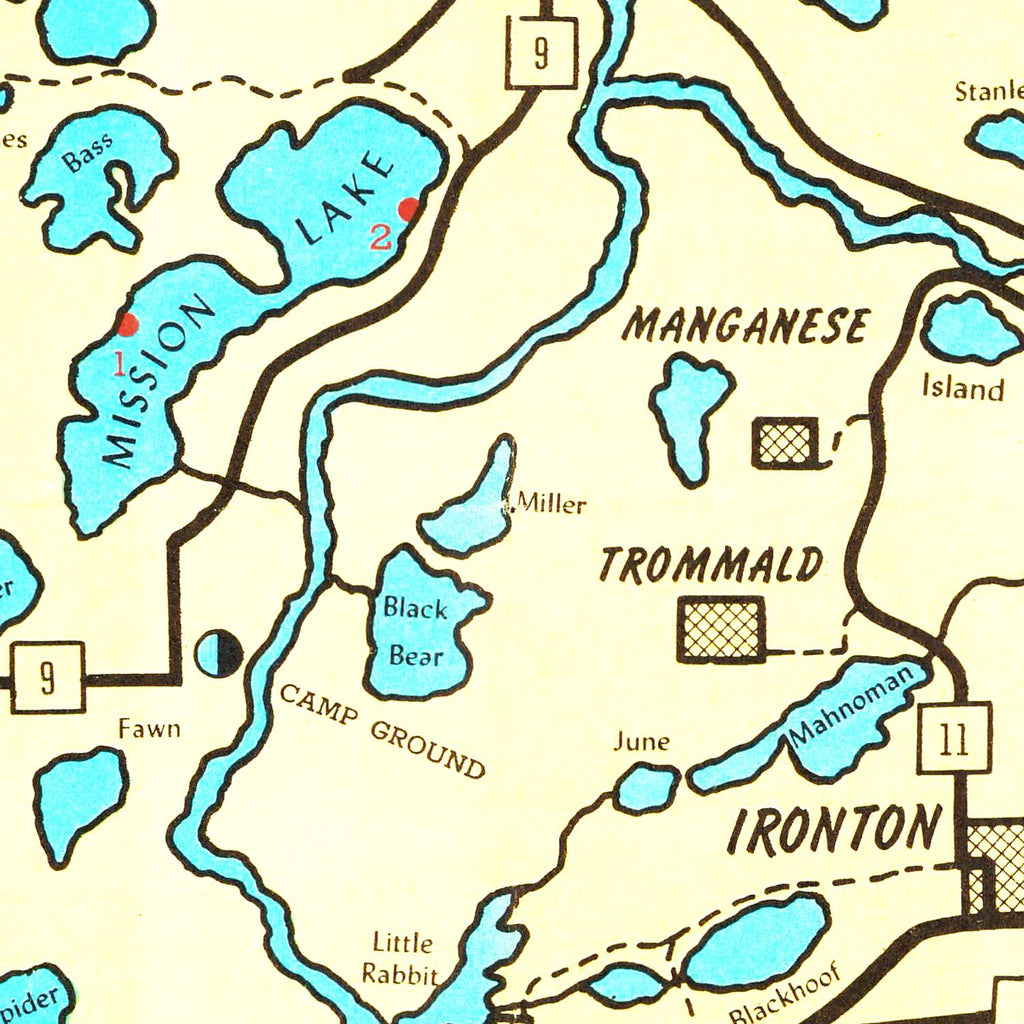 Vintage Map of Crow Wing County, Minnesota 1946