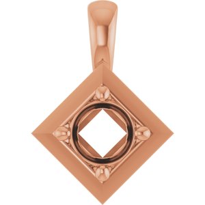 14K Rose Gold 4.4 mm Round Charm/Pendant Mounting – image 2