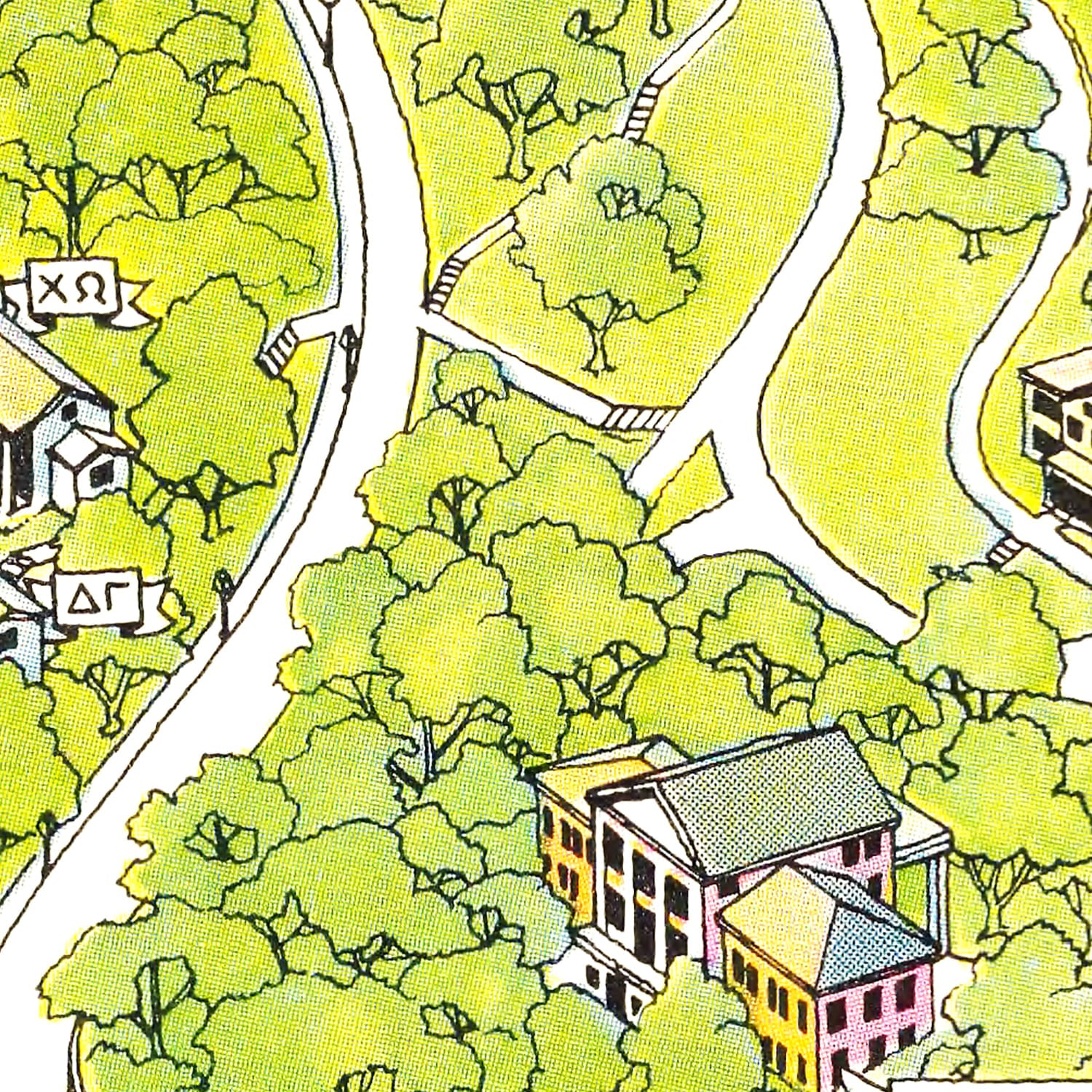 Vintage Map of Denison University, 1944