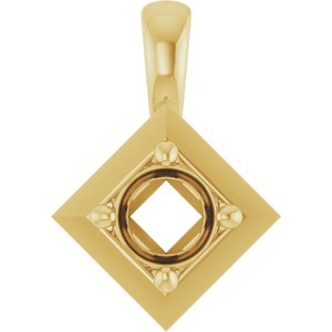 18K Yellow Gold 4.1 mm Round Charm/Pendant Mounting – image 2