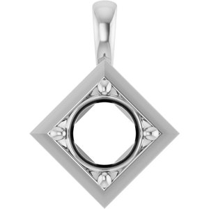 10K White Gold 7.4 mm Round Charm/Pendant Mounting – image 2