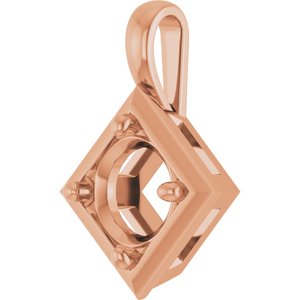 18K Rose Gold 7.4 mm Round Charm/Pendant Mounting – image 4