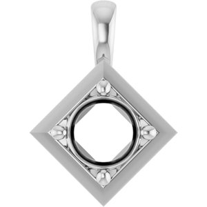 14K X1 White Gold 6.5 mm Round Charm/Pendant Mounting – image 2